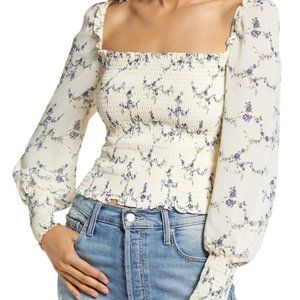 NWT Reformation Pinto Smocked Top in Emmaline Sz M